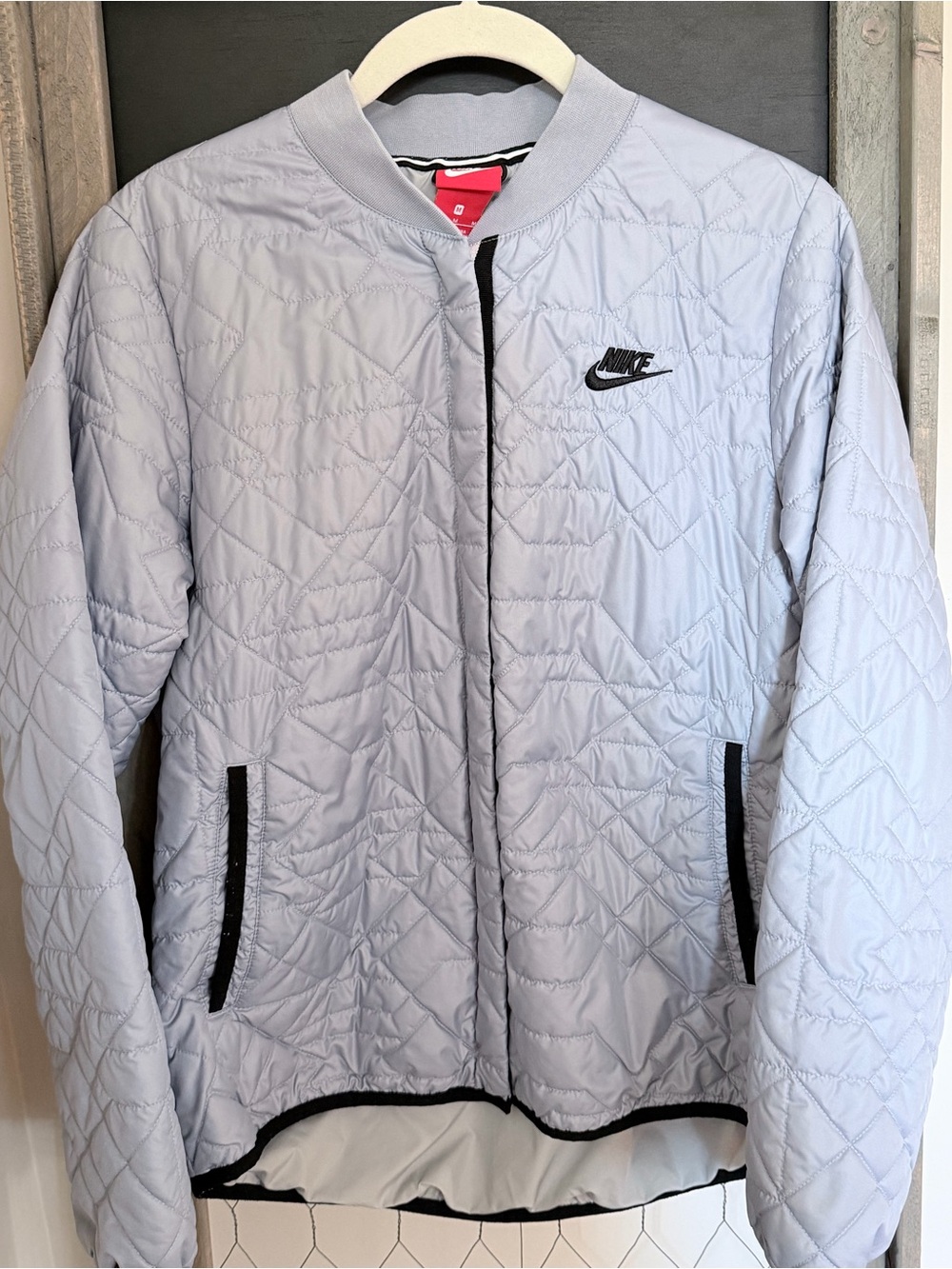 Nike Womens Sportswear Quilted Jacket Glacier Grey Sz Medium 854747 023